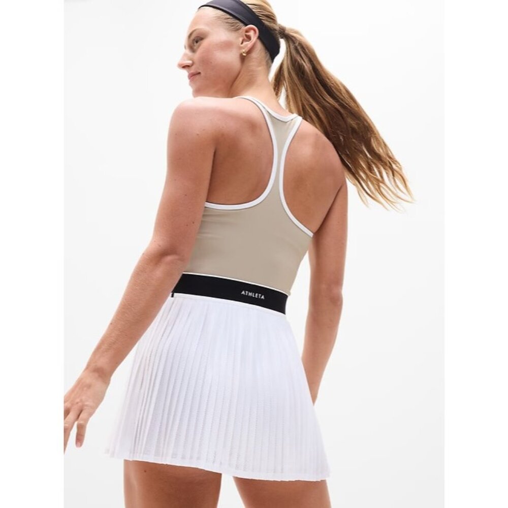 Athleta M Power Serve Tank Dress Tennis Medium Bright White Regular - Picture 2 of 6